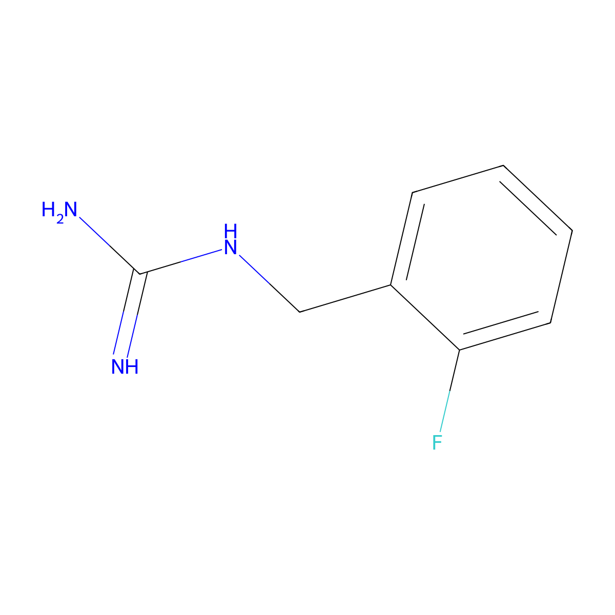 Guanidine, (o-fluorobenzyl)- molecular structure, CAS 704-98-3