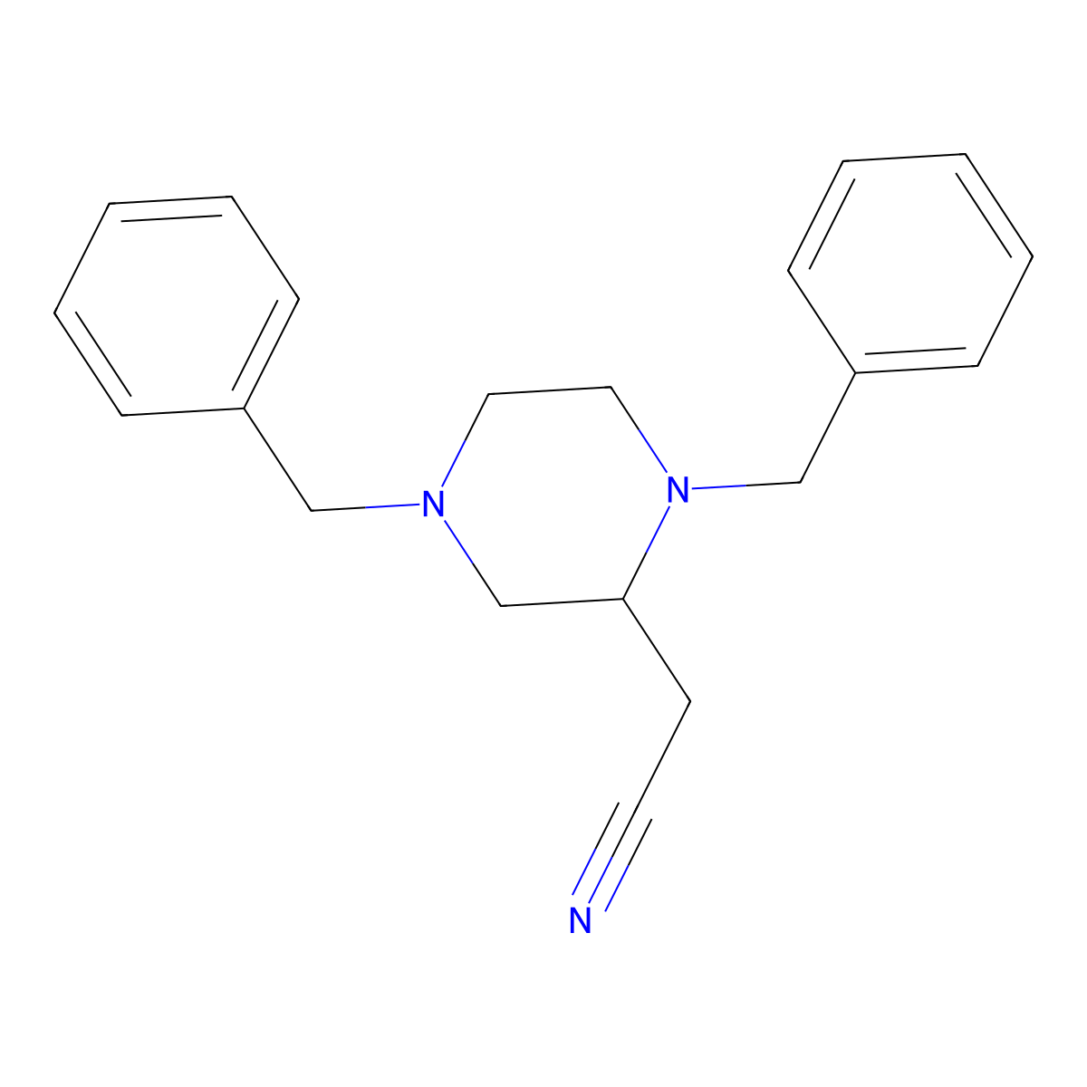 2-(1,4-Dibenzylpiperazin-2-yl)acetonitrile molecular structure, CAS 70403-11-1