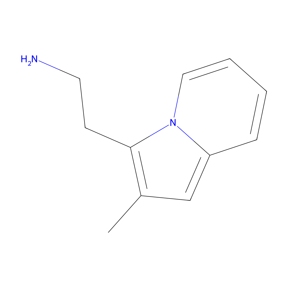 3-Indolizineethanamine, 2-methyl- molecular structure, CAS 70403-45-1