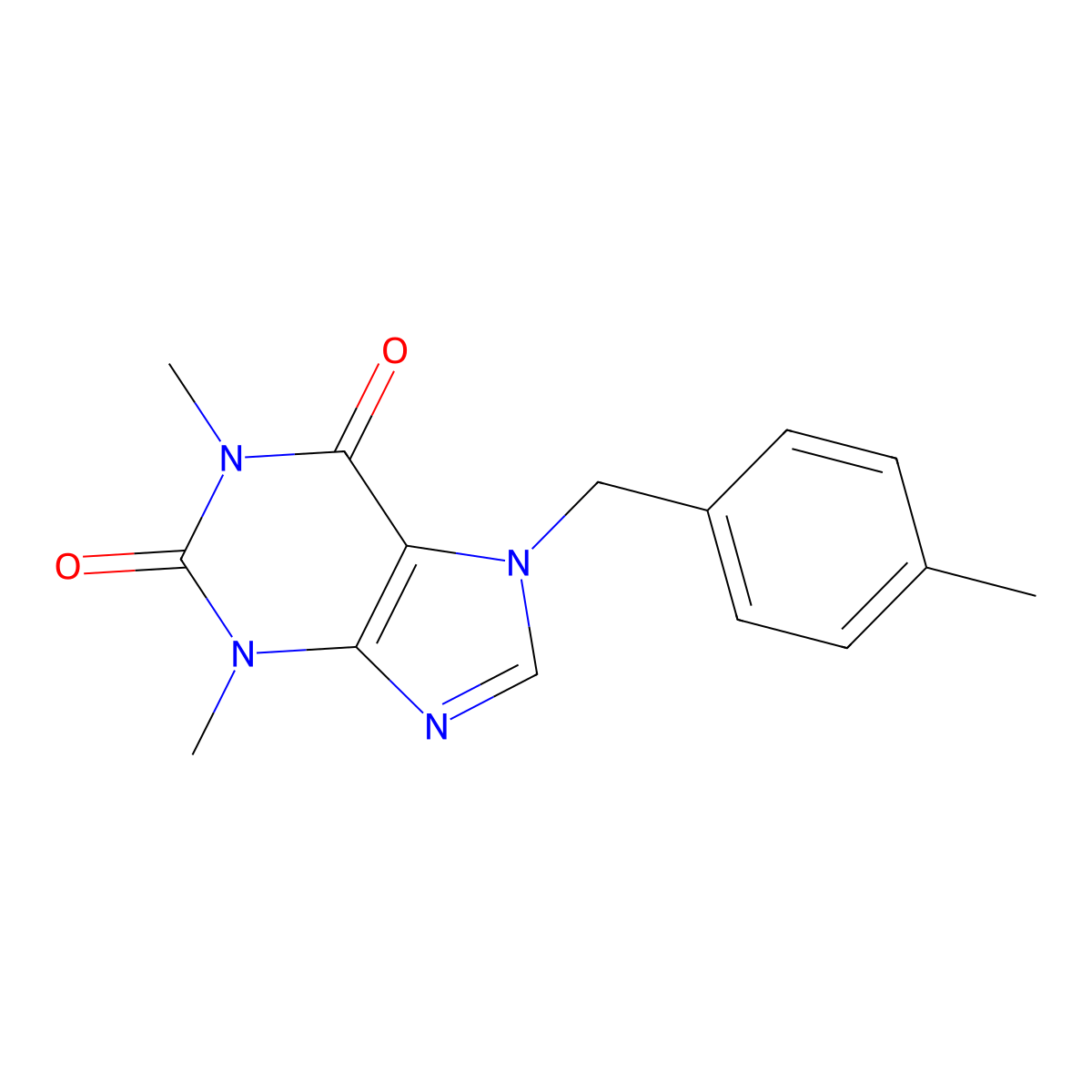 1,3-dimethyl-7-(4-methylbenzyl)-1H-purine-2,6(3H,7H)-dione molecular structure, CAS 70404-22-7