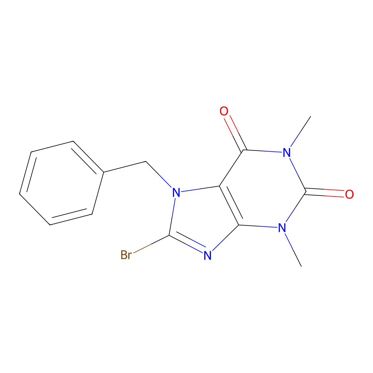 7-benzyl-8-bromo-1,3-dimethyl-2,3,6,7-tetrahydro-1H-purine-2,6-dione molecular structure, CAS 70404-23-8