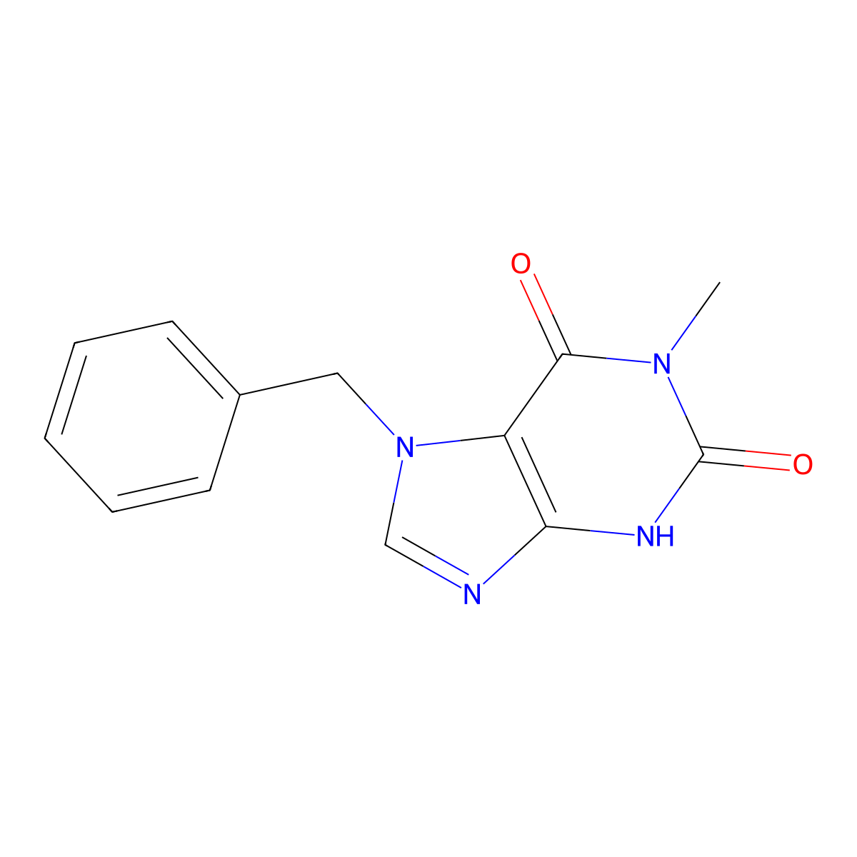 7-benzyl-1-methyl-2,3,6,7-tetrahydro-1H-purine-2,6-dione molecular structure, CAS 70404-25-0