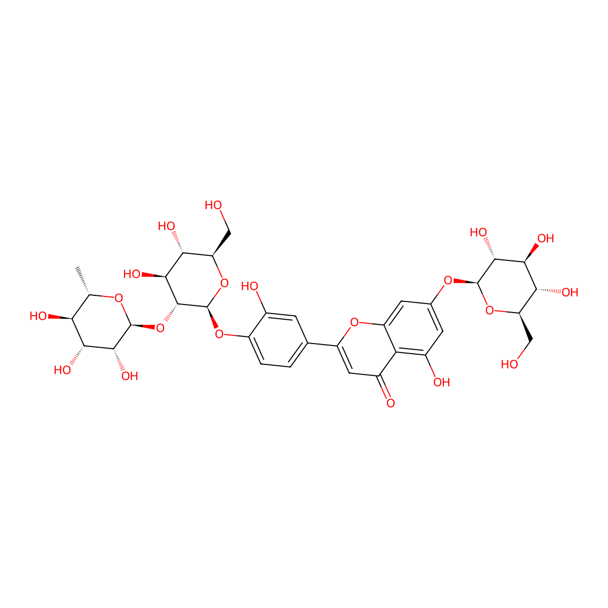 Genistein7-O-beta-D-glucopyranoside-4'-O-[alpha-L-rhamnopyranosyl-(1-->2)-beta-D-glucopyranoside] molecular structure, CAS 70404-42-1