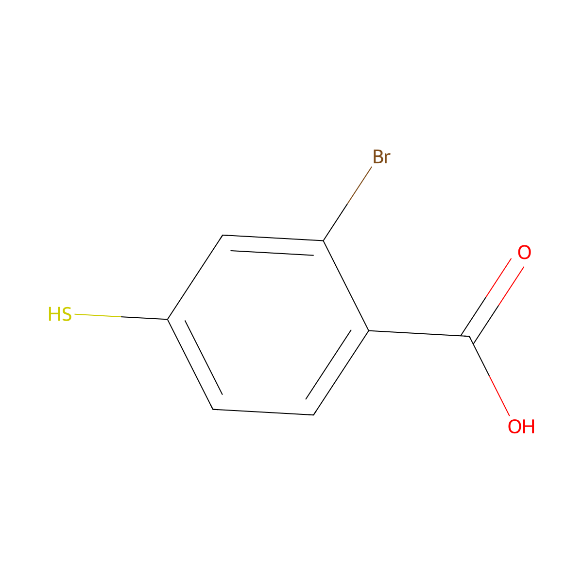 2-Bromo-4-mercaptobenzoic acid molecular structure, CAS 7041-50-1