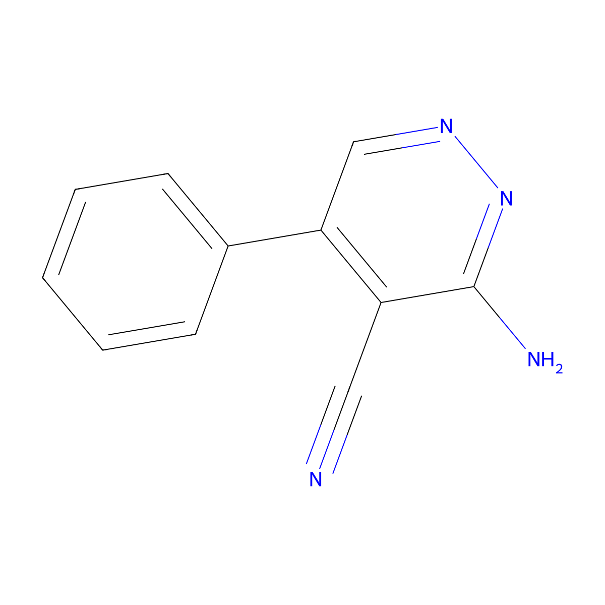 3-Amino-5-phenyl-4-pyridazinecarbonitrile molecular structure, CAS 70413-20-6