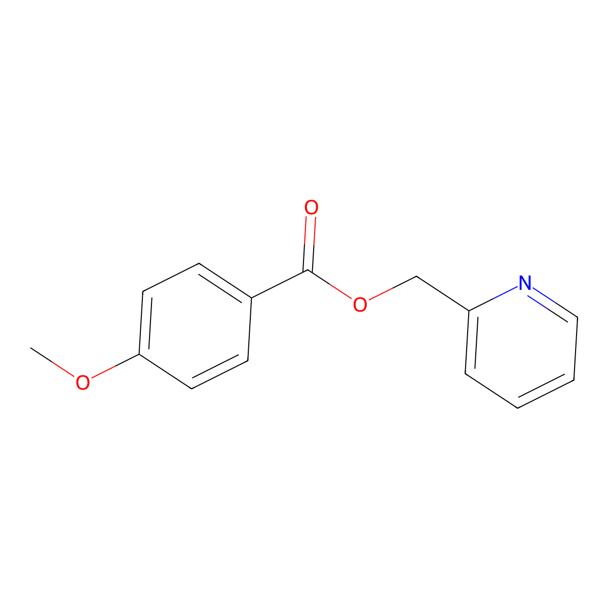 Pyridin-2-ylmethyl 4-methoxybenzoate molecular structure, CAS 70415-72-4