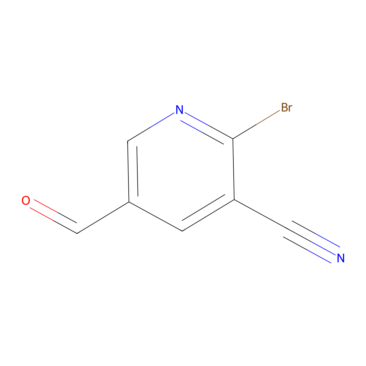 2-Bromo-5-formylnicotinonitrile molecular structure, CAS 70416-48-7