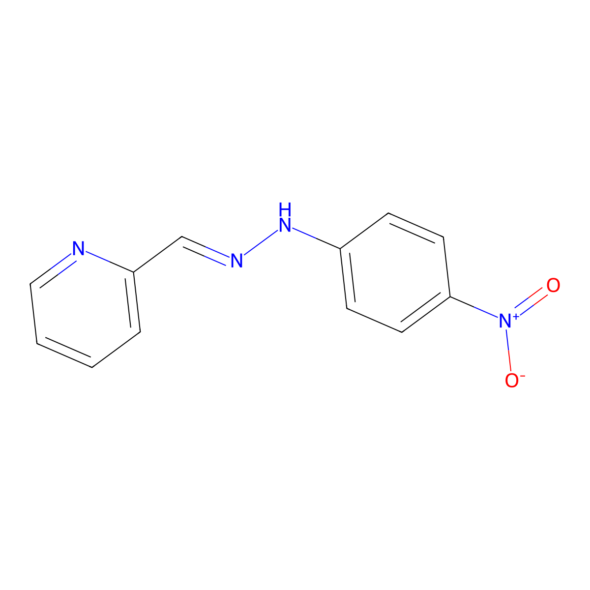 2-Pyridinecarboxaldehyde, 2-(4-nitrophenyl)hydrazone molecular structure, CAS 70421-66-8
