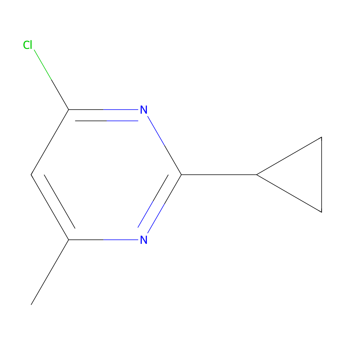 4-Chloro-2-cyclopropyl-6-methylpyrimidine molecular structure, CAS 7043-11-0