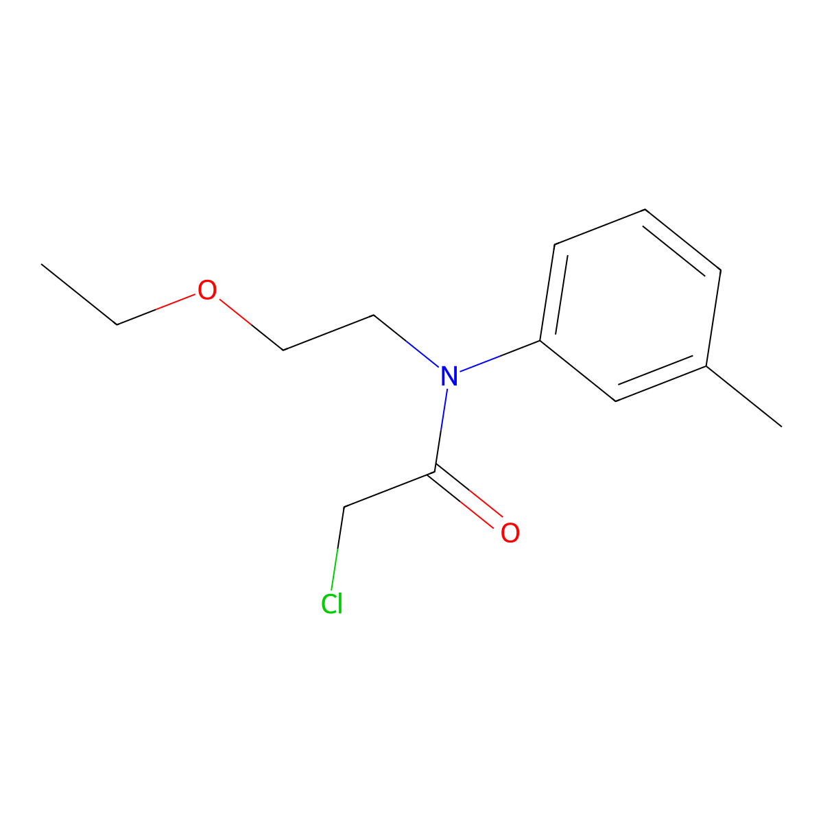 m-Acetotoluidide, 2-chloro-N-(2-ethoxyethyl)- molecular structure, CAS 70439-13-3