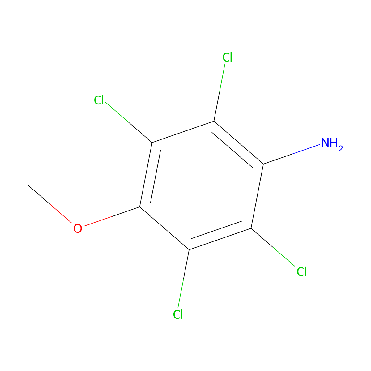 2,3,5,6-Tetrachloroanisidine molecular structure, CAS 70439-96-2