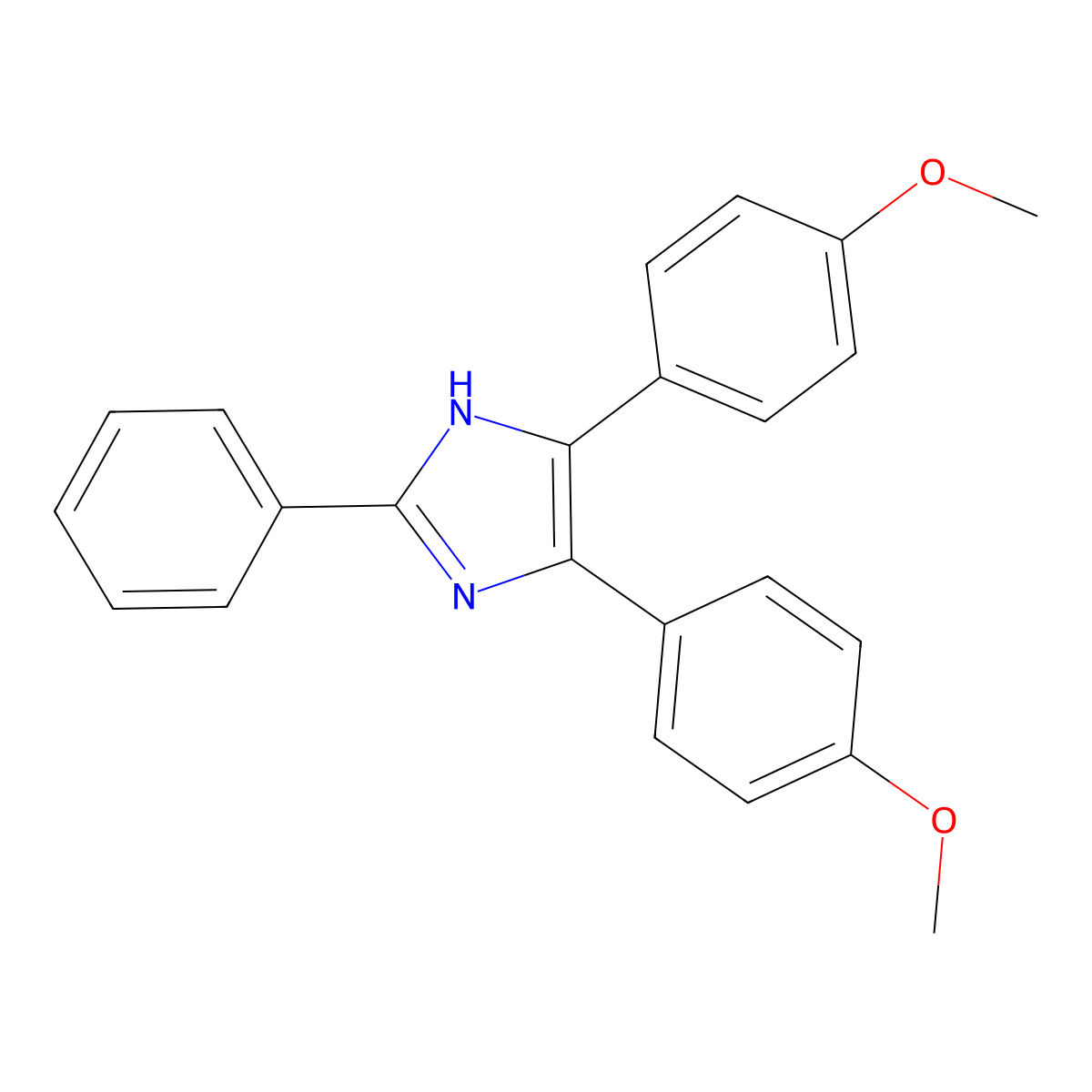 1H-imidazole, 2-phenyl-4,5-bis(4-methoxyphenyl)- molecular structure, CAS 7044-99-7