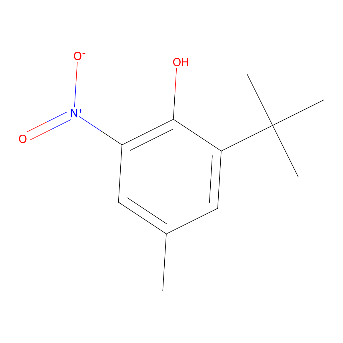 2-Tert-butyl-4-methyl-6-nitrophenol molecular structure, CAS 70444-48-3