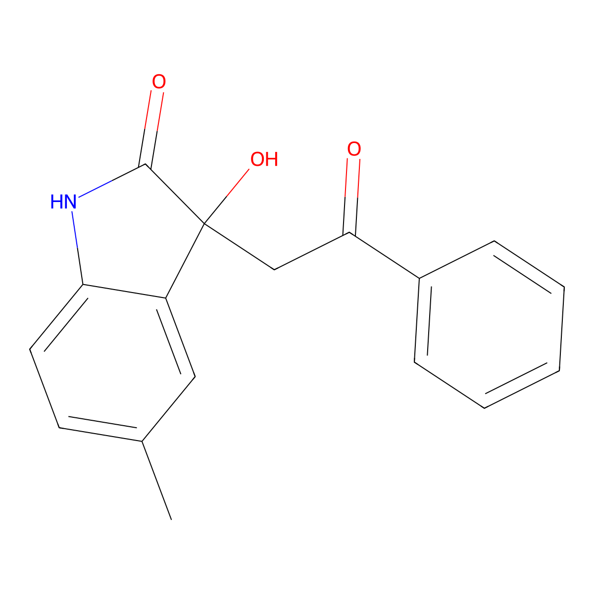 3-hydroxy-5-methyl-3-phenacyl-1H-indol-2-one molecular structure, CAS 70452-20-9
