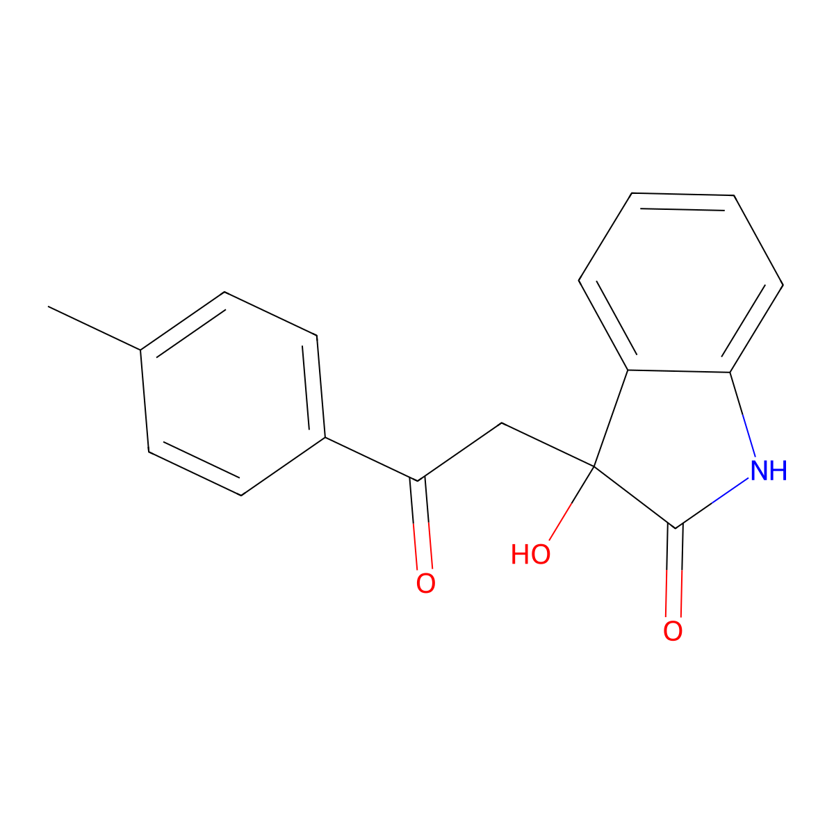 3-hydroxy-3-[2-(4-methylphenyl)-2-oxoethyl]-1H-indol-2-one molecular structure, CAS 70452-25-4