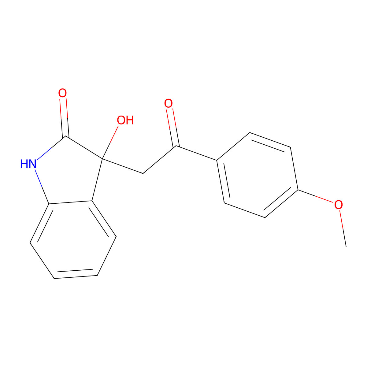 3-hydroxy-3-[2-(4-methoxyphenyl)-2-oxoethyl]-1,3-dihydro-2H-indol-2-one molecular structure, CAS 70452-26-5