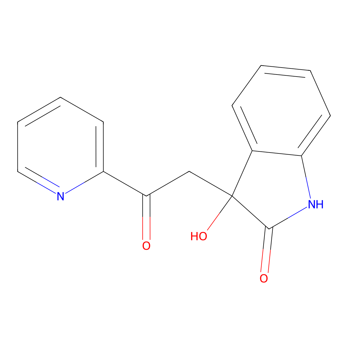 1,3-Dihydro-3-hydroxy-3-(2-oxo-2-(2-pyridinyl)ethyl)-2H-indol-2-one molecular structure, CAS 70452-27-6