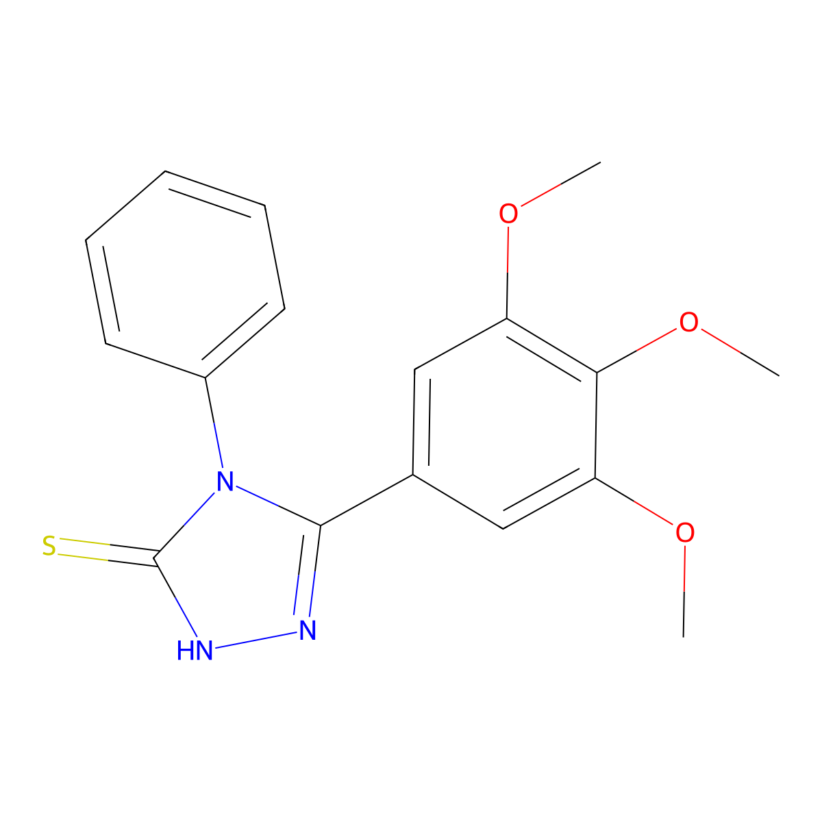 4-phenyl-5-(3,4,5-trimethoxyphenyl)-2,4-dihydro-3H-1,2,4-triazole-3-thione molecular structure, CAS 70452-47-0