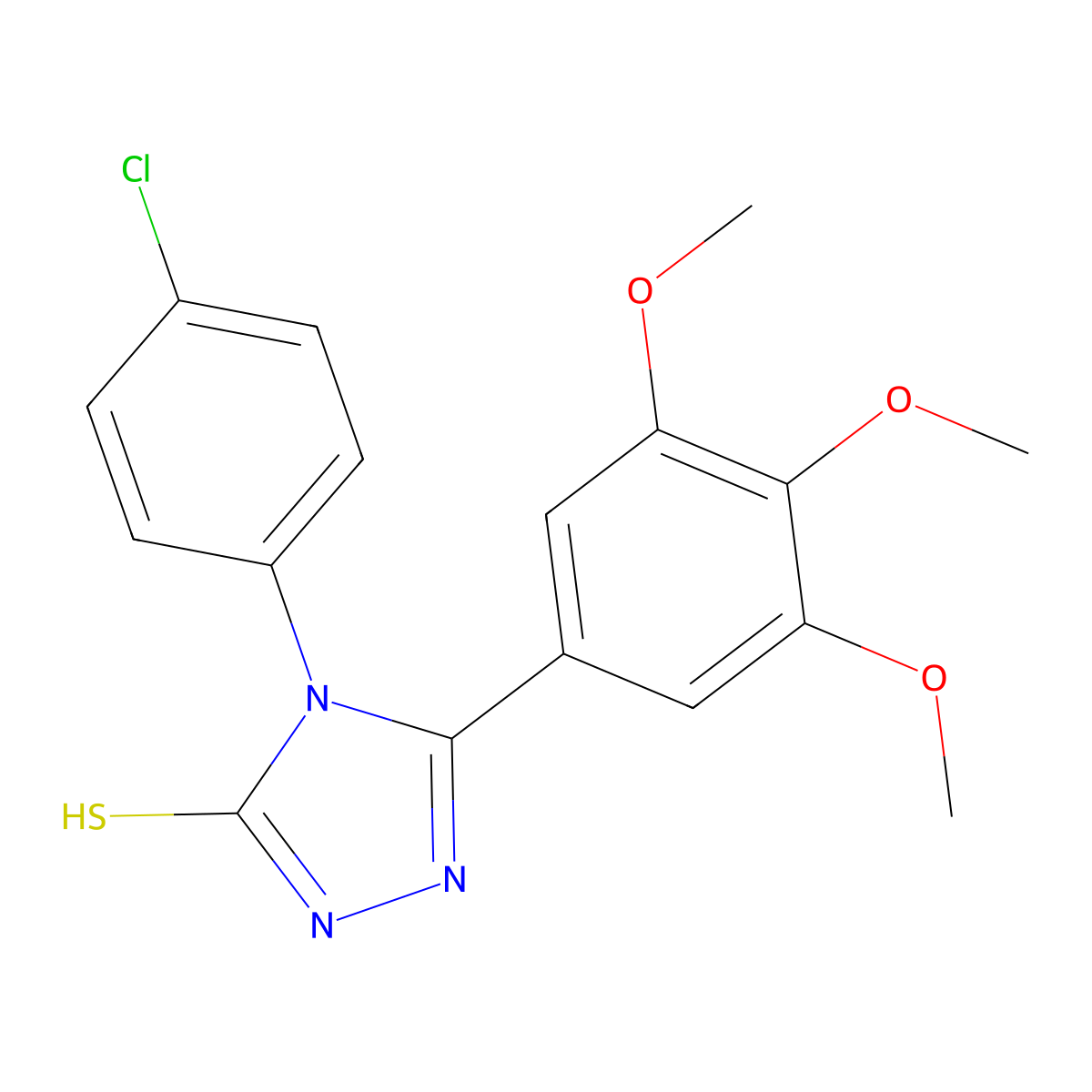 4-(4-chlorophenyl)-5-(3,4,5-trimethoxyphenyl)-4H-1,2,4-triazole-3-thiol molecular structure, CAS 70452-52-7