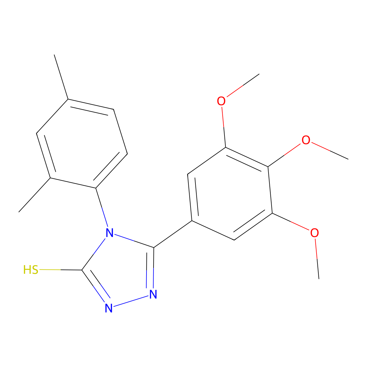 4-(2,4-dimethylphenyl)-5-(3,4,5-trimethoxyphenyl)-4H-1,2,4-triazole-3-thiol molecular structure, CAS 70452-54-9