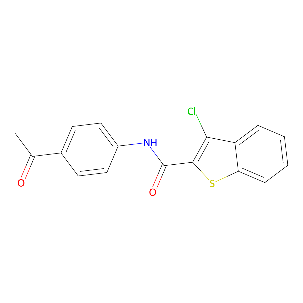 N-(4-Acetylphenyl)-3-chloro-1-benzothiophene-2-carboxamide molecular structure, CAS 70453-71-3