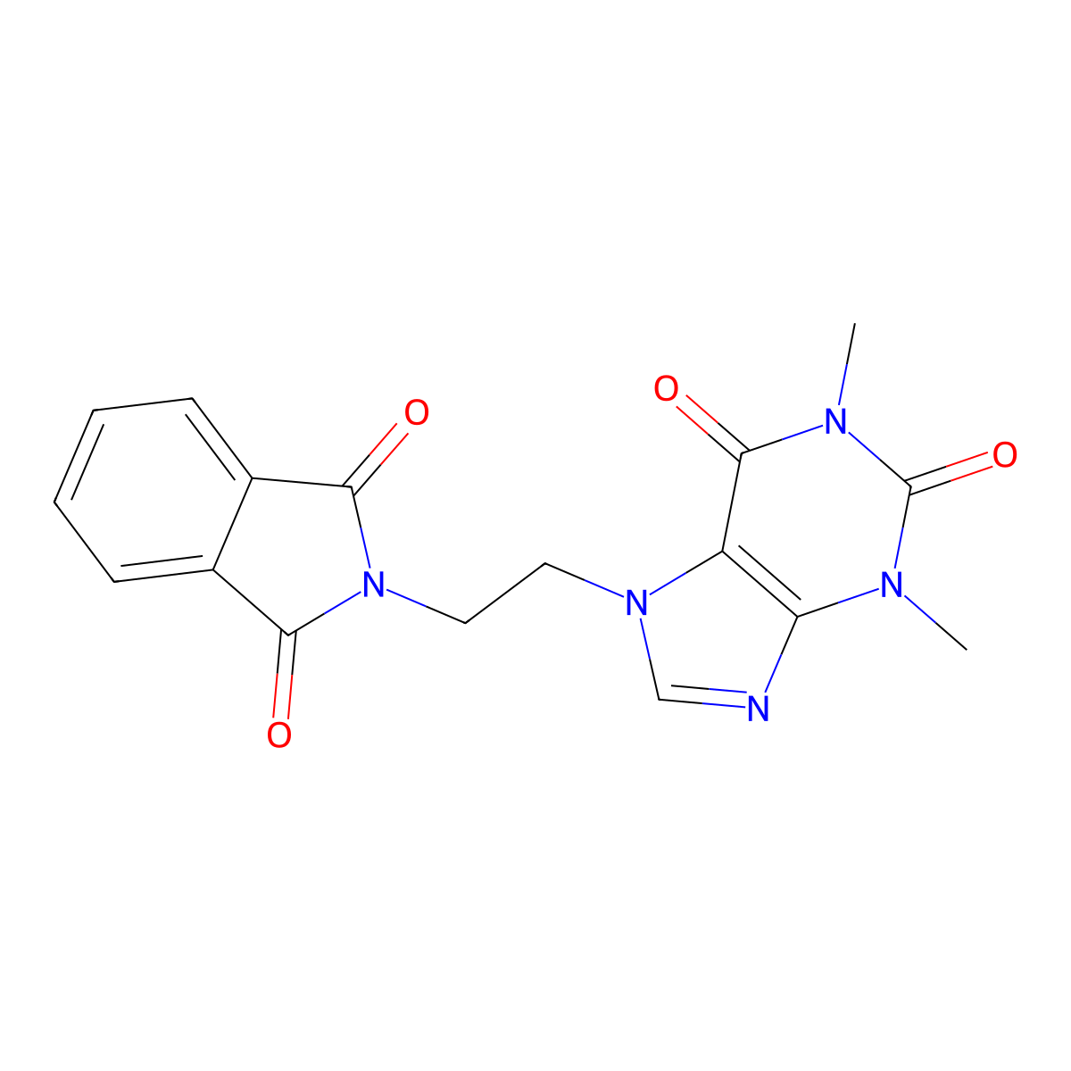 7-(2-(1,3-dioxoisoindolin-2-yl)ethyl)-1,3-dimethyl-1H-purine-2,6(3H,7H)-dione molecular structure, CAS 70454-20-5