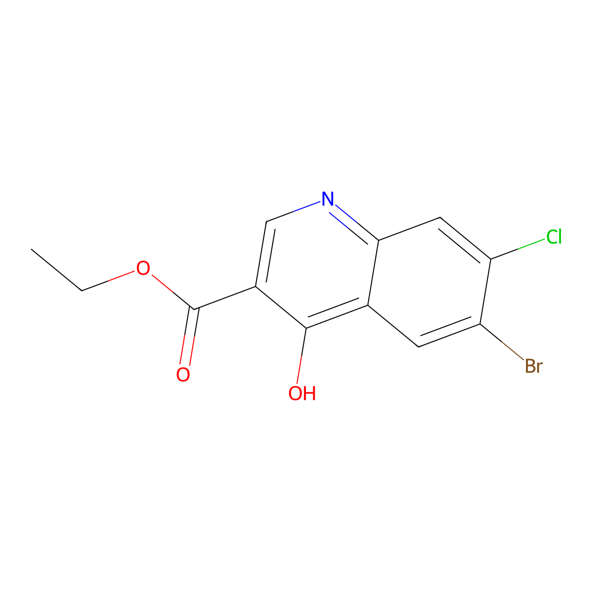 6-Bromo-7-chloro-3-ethoxycarbonyl-4-hydroxy-quinoline molecular structure, CAS 70458-89-8