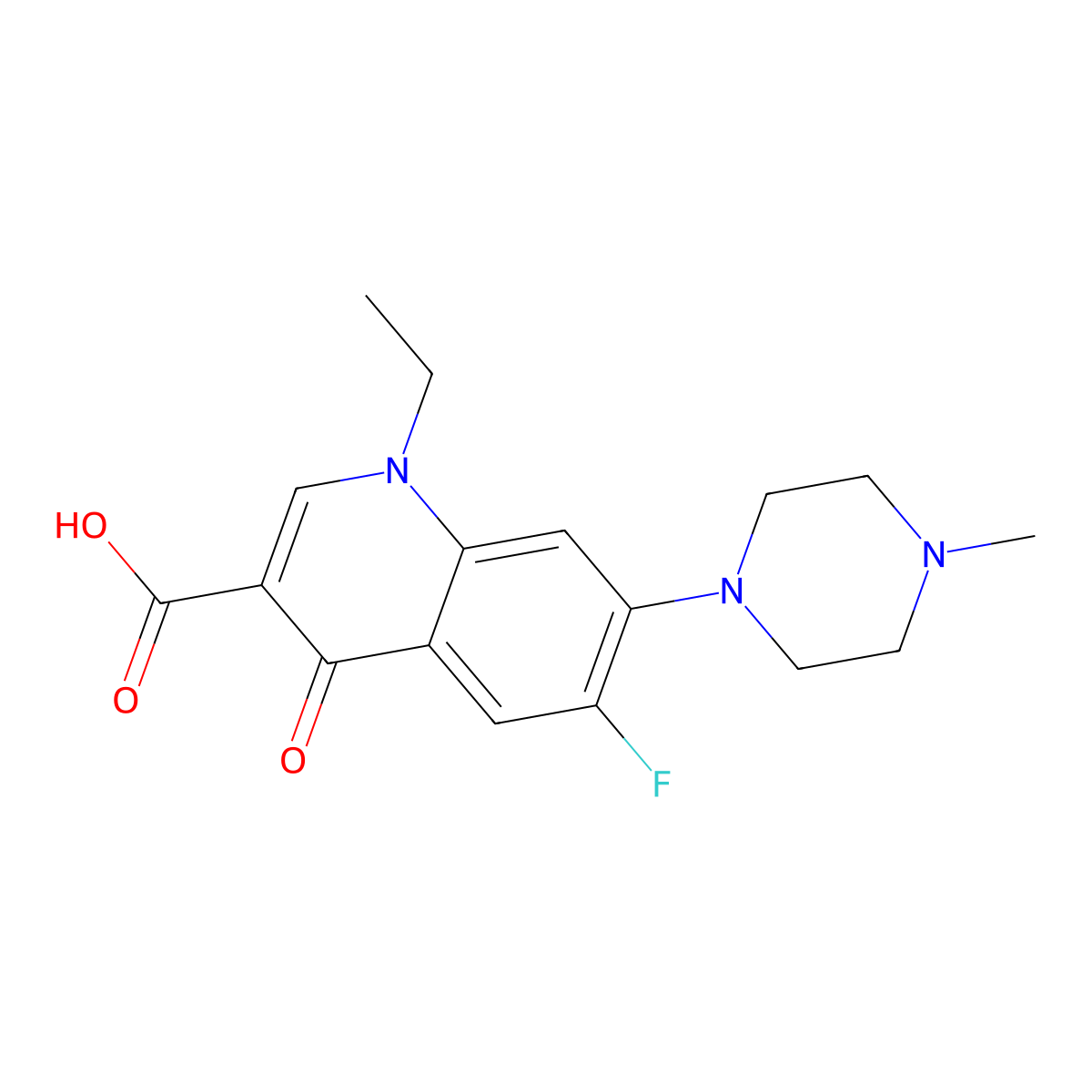 Pefloxacin molecular structure, CAS 70458-92-3