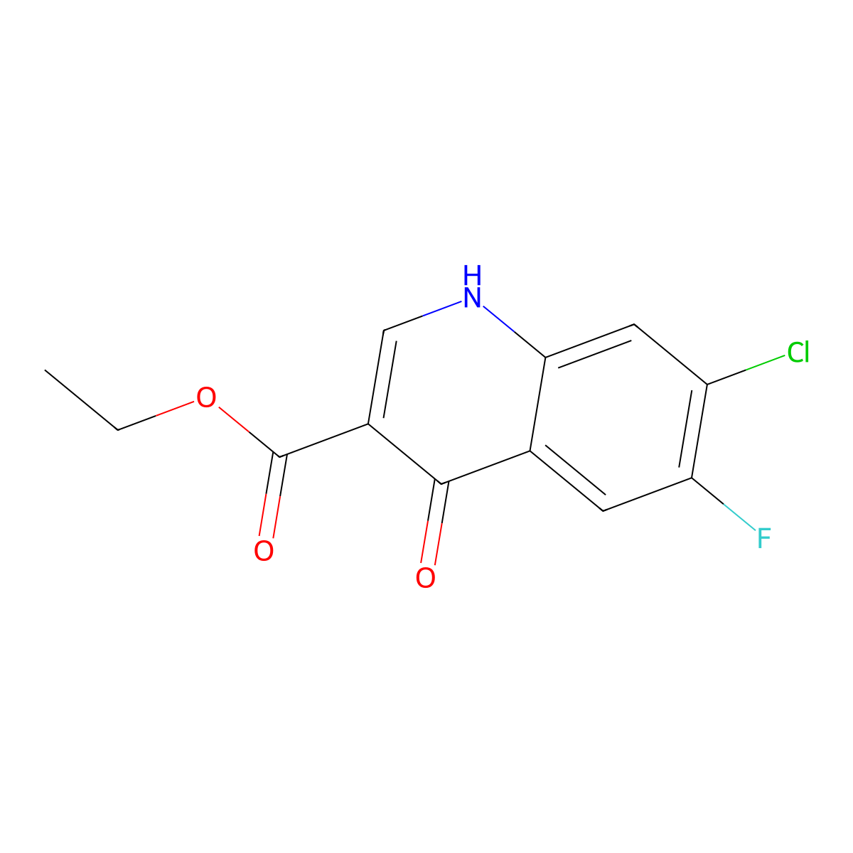 7-Chloro-6-fluoro-4-oxo-1,4-dihydroquinoline-3-carboxylic acid, ethyl ester molecular structure, CAS 70458-93-4