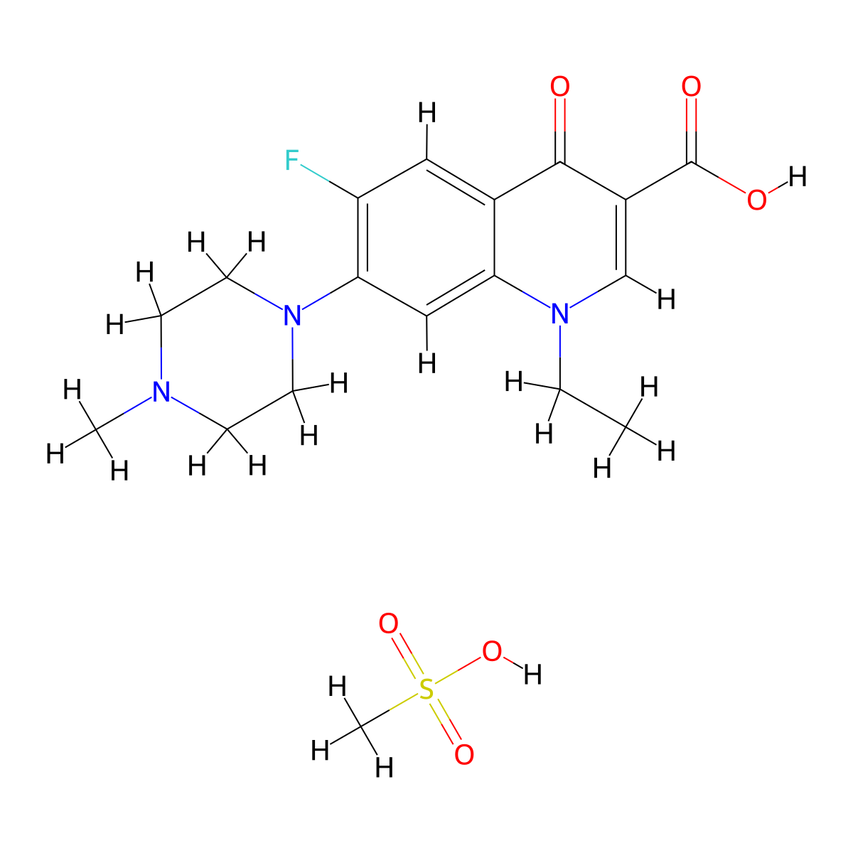 Pefloxacin Mesylate molecular structure, CAS 70458-95-6