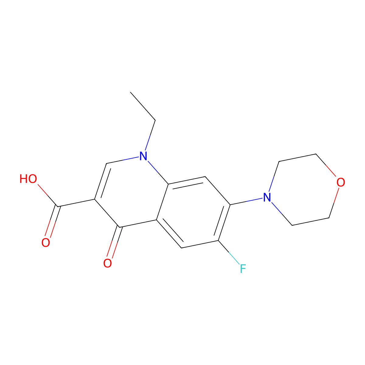 1-Ethyl-6-fluoro-7-morpholin-4-yl-4-oxo-1,4-dihydroquinoline-3-carboxylic acid molecular structure, CAS 70458-98-9