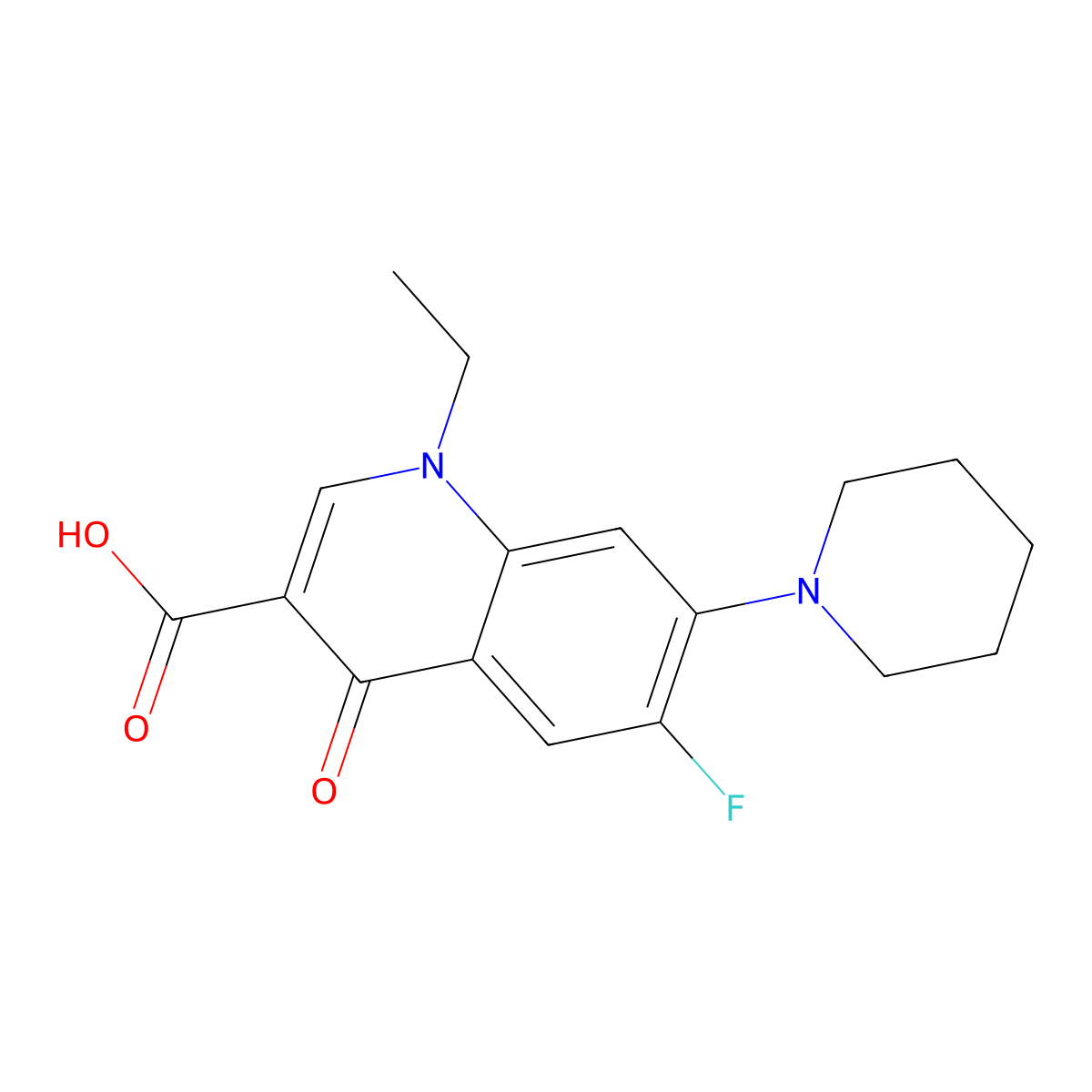 1-Ethyl-6-fluoro-4-oxo-7-(piperidin-1-yl)-1,4-dihydroquinoline-3-carboxylic acid molecular structure, CAS 70459-02-8