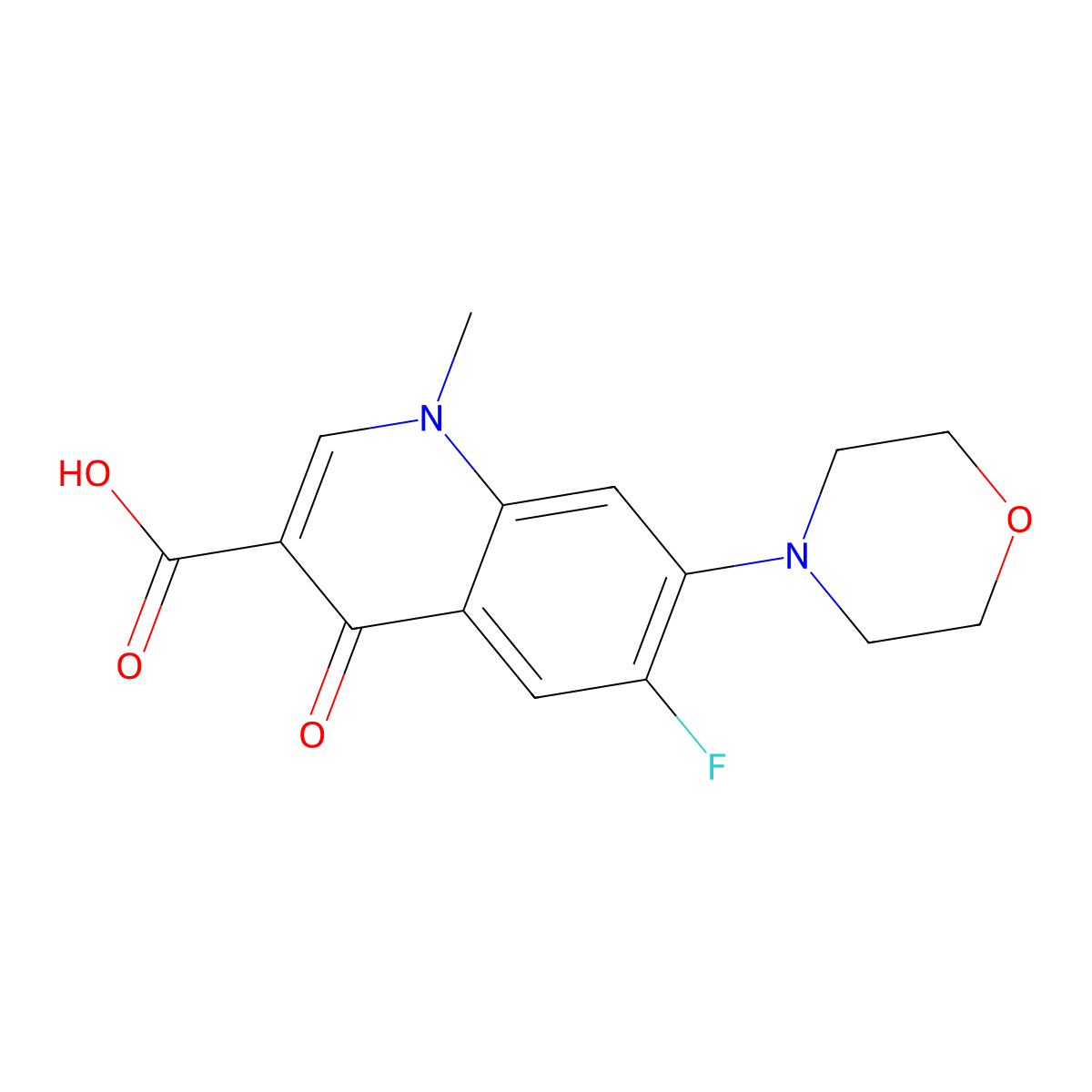 6-Fluoro-1-methyl-7-(morpholin-4-yl)-4-oxo-1,4-dihydroquinoline-3-carboxylic acid molecular structure, CAS 70459-08-4