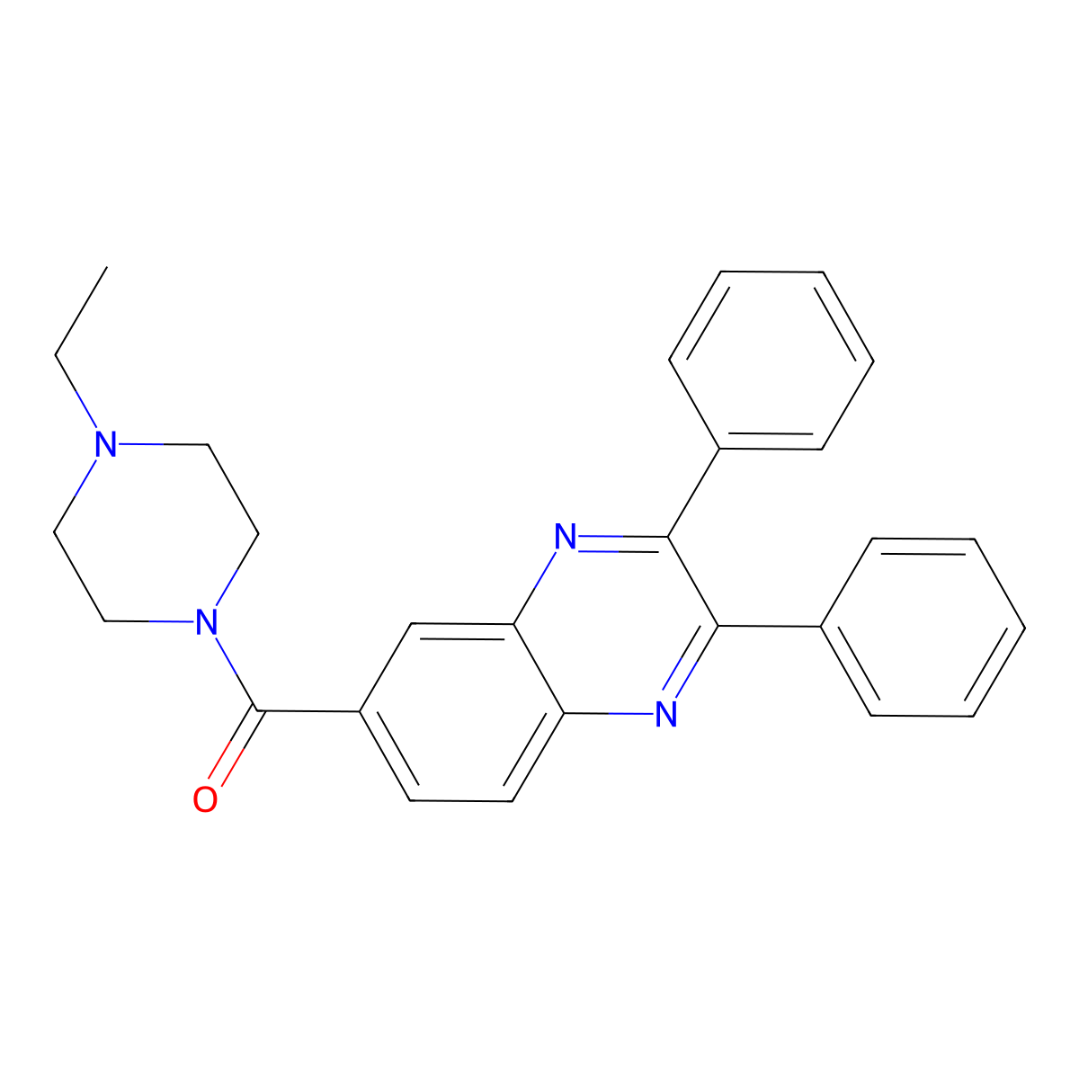 (2,3-Diphenylquinoxalin-6-yl)-(4-ethylpiperazin-1-yl)methanone molecular structure, CAS 7047-05-4