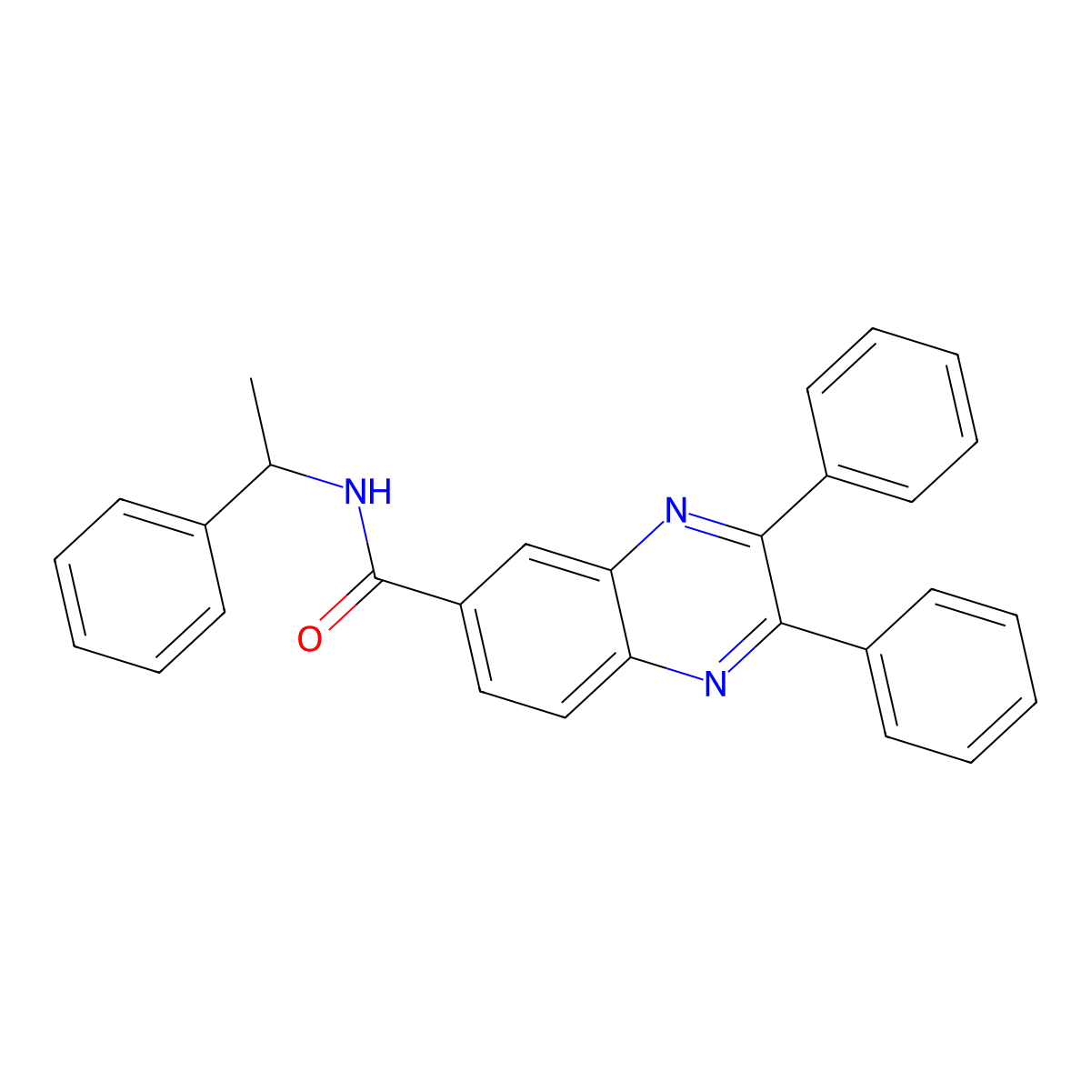 2,3-diphenyl-N-(1-phenylethyl)quinoxaline-6-carboxamide molecular structure, CAS 7047-07-6
