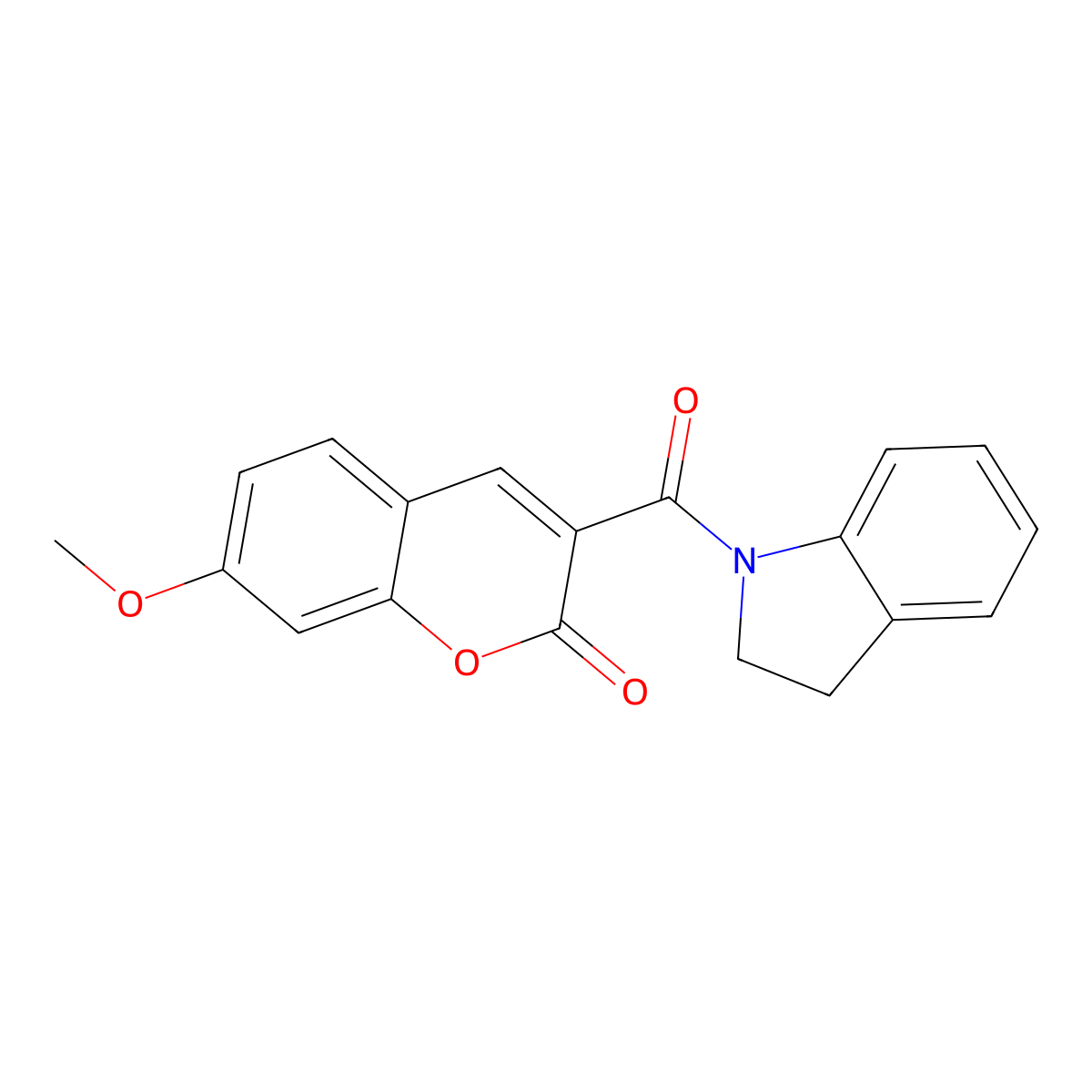 3-(2,3-dihydro-1H-indol-1-ylcarbonyl)-7-methoxy-2H-chromen-2-one molecular structure, CAS 7047-17-8