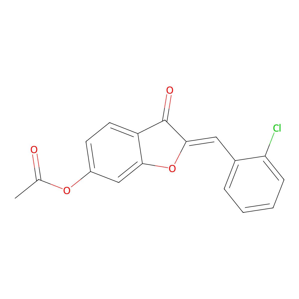 2-[(2-Chlorophenyl)methylidene]-3-oxo-2,3-dihydro-1-benzofuran-6-yl acetate molecular structure, CAS 7047-76-9