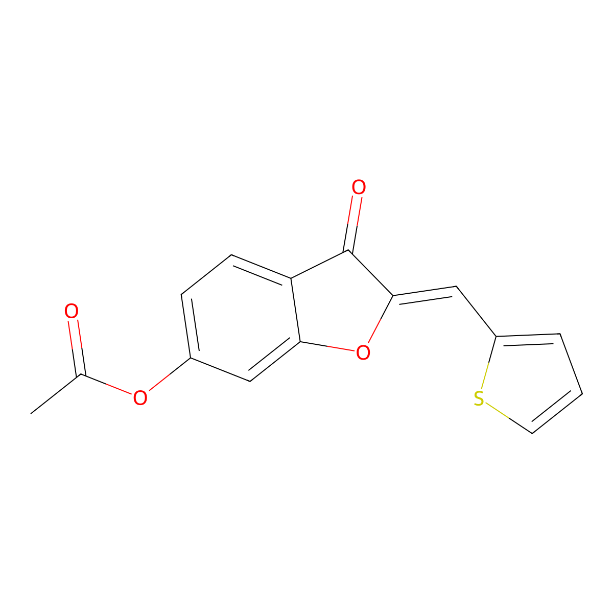 3-Oxo-2-[(thiophen-2-yl)methylidene]-2,3-dihydro-1-benzofuran-6-yl acetate molecular structure, CAS 7047-77-0