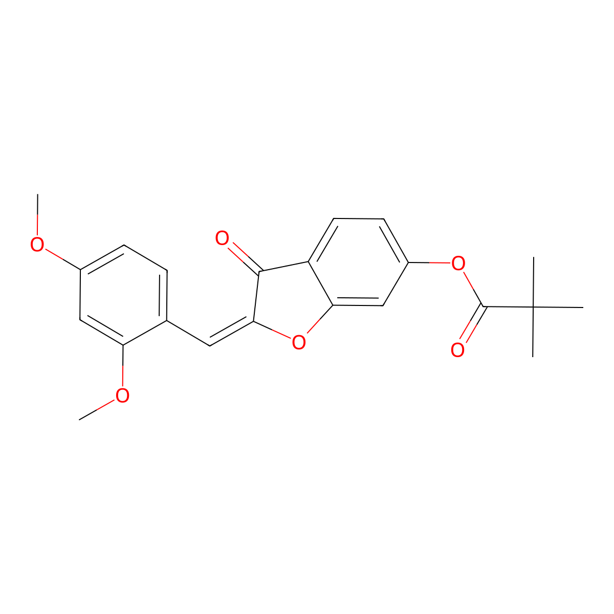 2-[(2,4-Dimethoxyphenyl)methylidene]-3-oxo-2,3-dihydro-1-benzofuran-6-yl 2,2-dimethylpropanoate molecular structure, CAS 7047-80-5