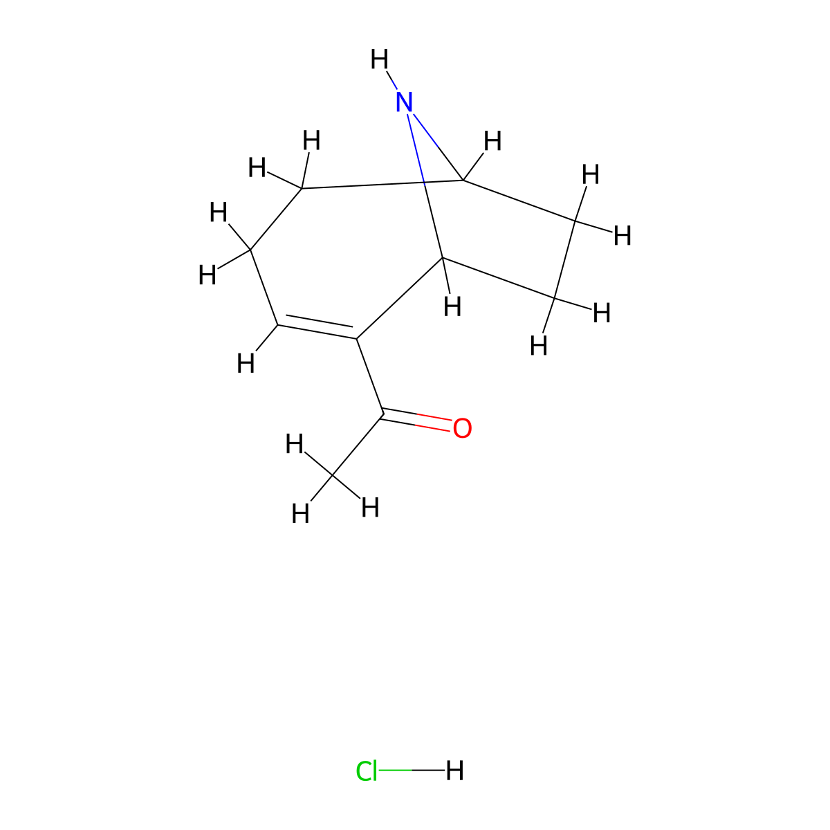 Ethanone, 1-(9-azabicyclo(4.2.1)non-2-en-2-yl)-, hydrochloride, (+-)- molecular structure, CAS 70470-07-4