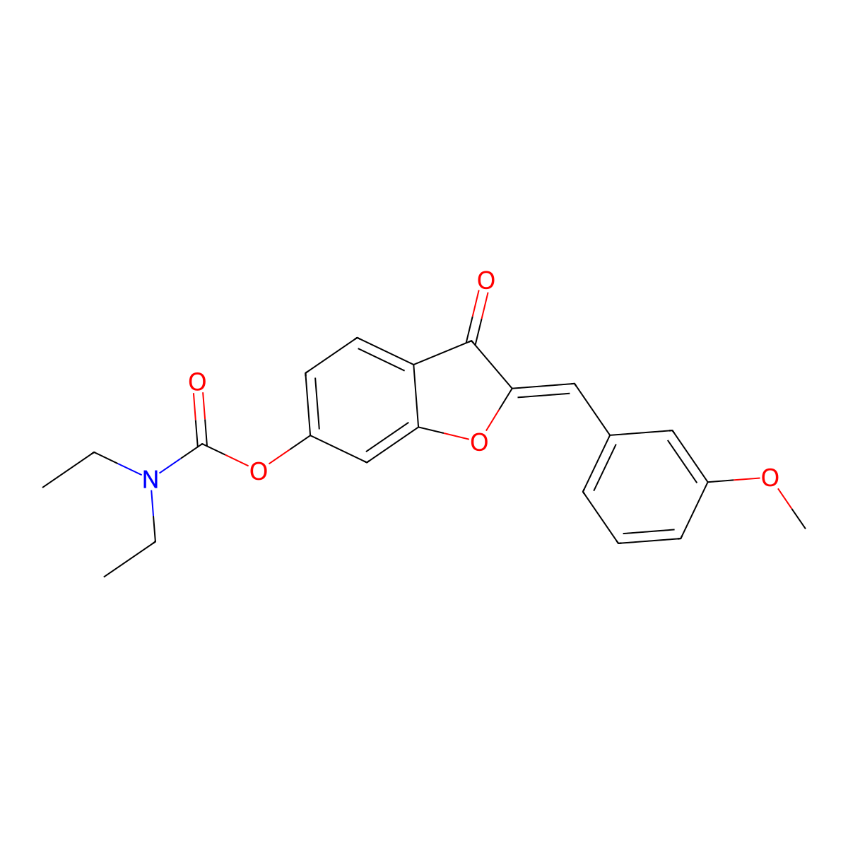 2-[(3-Methoxyphenyl)methylidene]-3-oxo-2,3-dihydro-1-benzofuran-6-yl diethylcarbamate molecular structure, CAS 7048-07-9