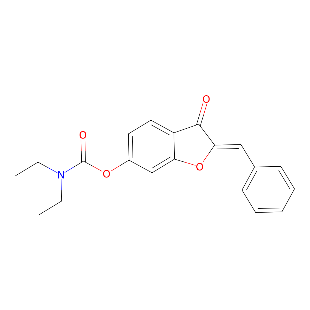 (2-benzylidene-3-oxo-1-benzofuran-6-yl) N,N-diethylcarbamate molecular structure, CAS 7048-08-0
