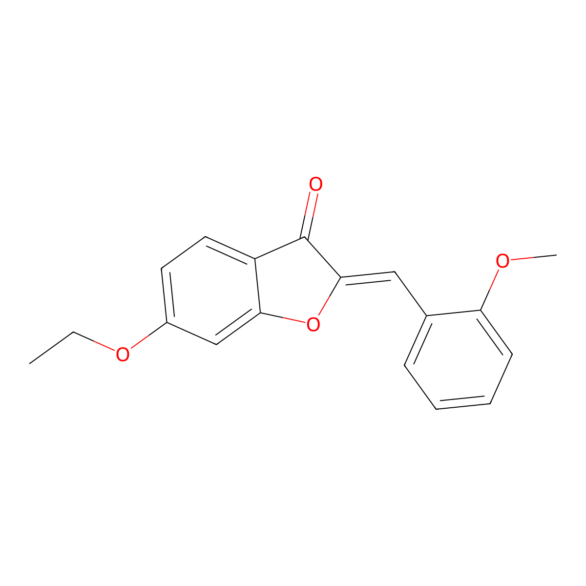 6-Ethoxy-2-[(2-methoxyphenyl)methylidene]-1-benzofuran-3-one molecular structure, CAS 7048-16-0