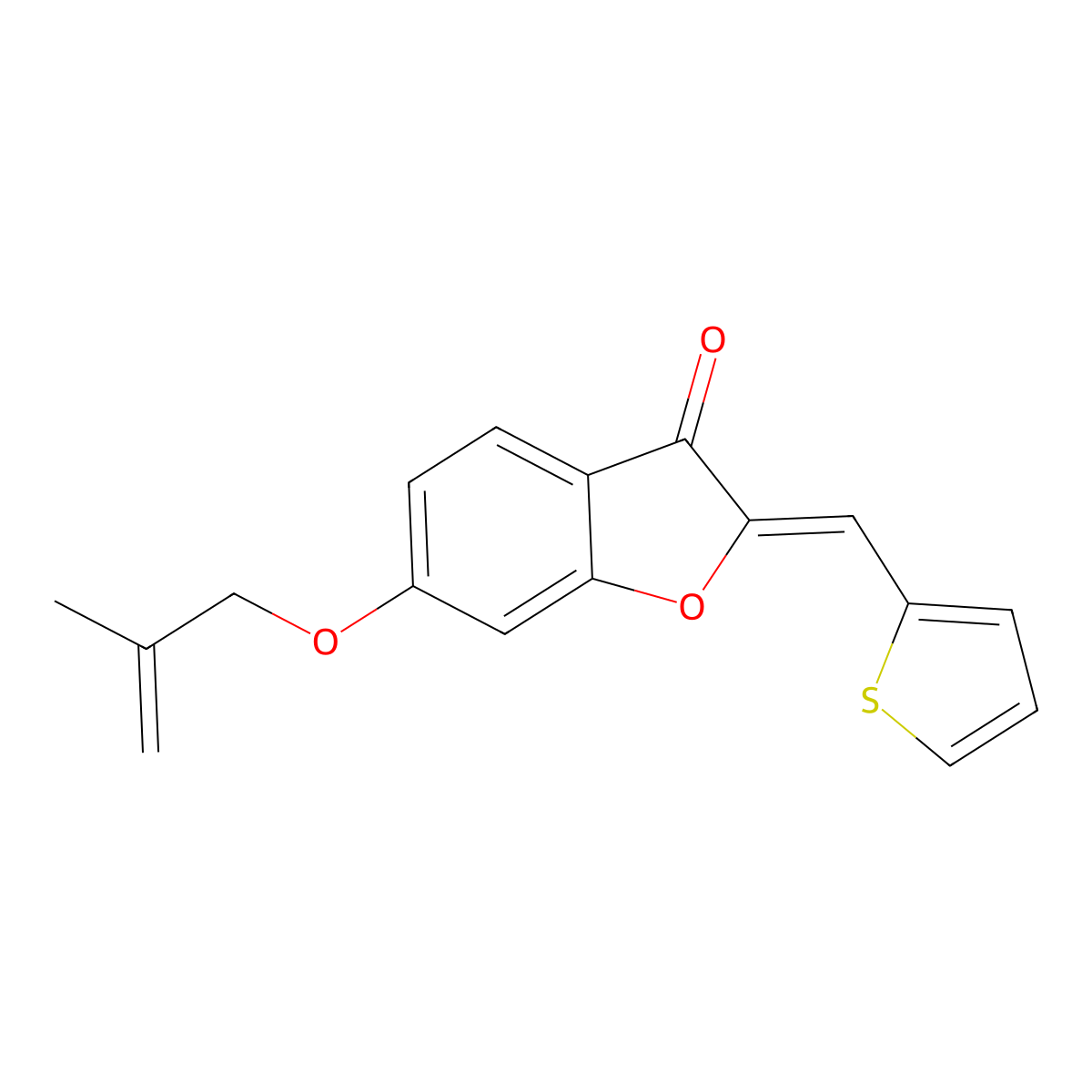 6-[(2-Methylprop-2-en-1-yl)oxy]-2-[(thiophen-2-yl)methylidene]-1-benzofuran-3(2H)-one molecular structure, CAS 7048-17-1