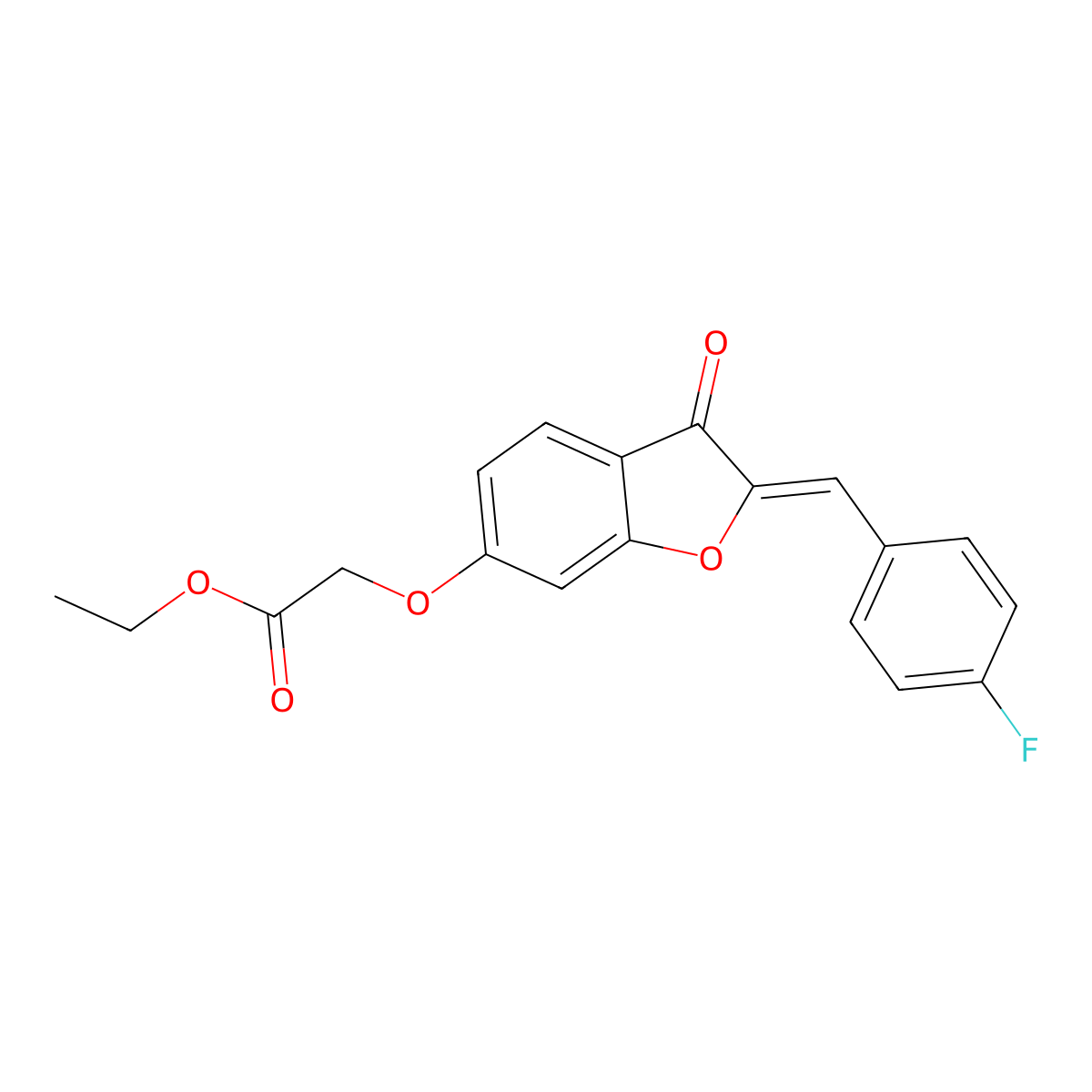 Ethyl ({2-[(4-fluorophenyl)methylidene]-3-oxo-2,3-dihydro-1-benzofuran-6-yl}oxy)acetate molecular structure, CAS 7048-18-2