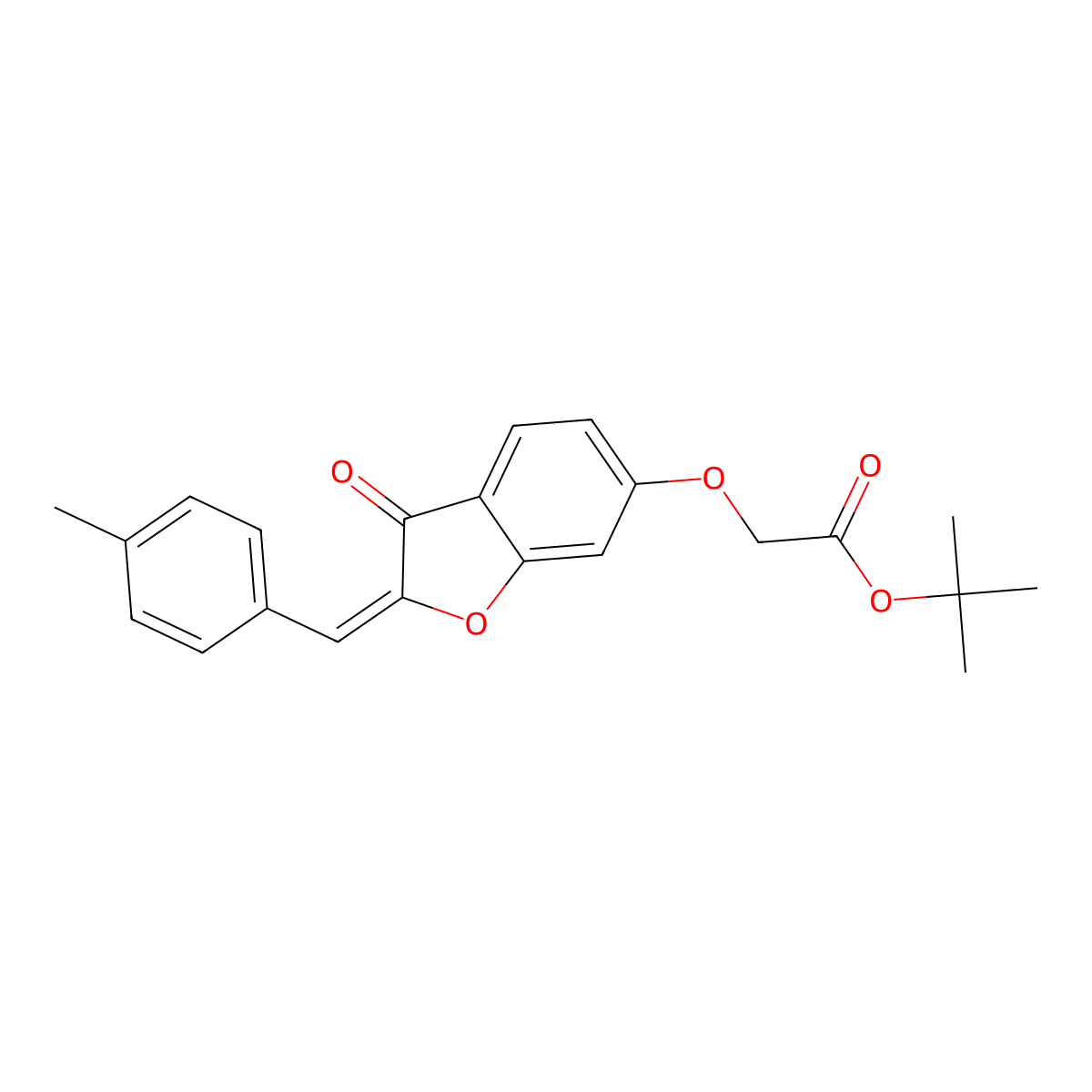 Tert-butyl 2-[2-[(4-methylphenyl)methylidene]-3-oxo-benzofuran-6-yl]oxyacetate molecular structure, CAS 7048-19-3