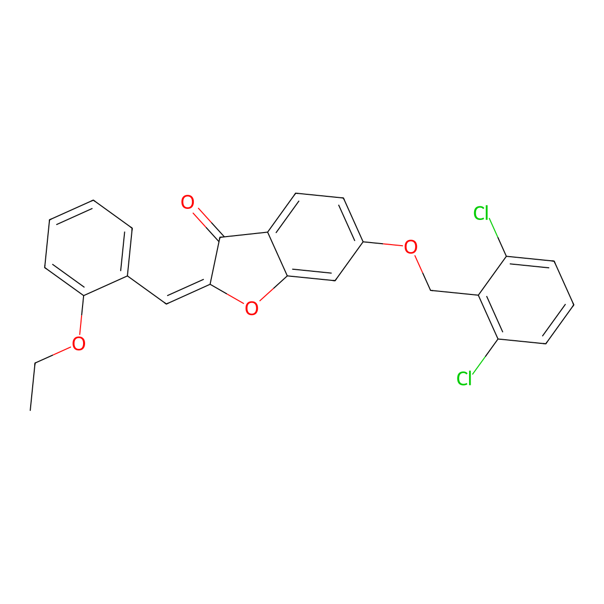 6-[(2,6-Dichlorophenyl)methoxy]-2-[(2-ethoxyphenyl)methylidene]-1-benzofuran-3(2H)-one molecular structure, CAS 7048-34-2