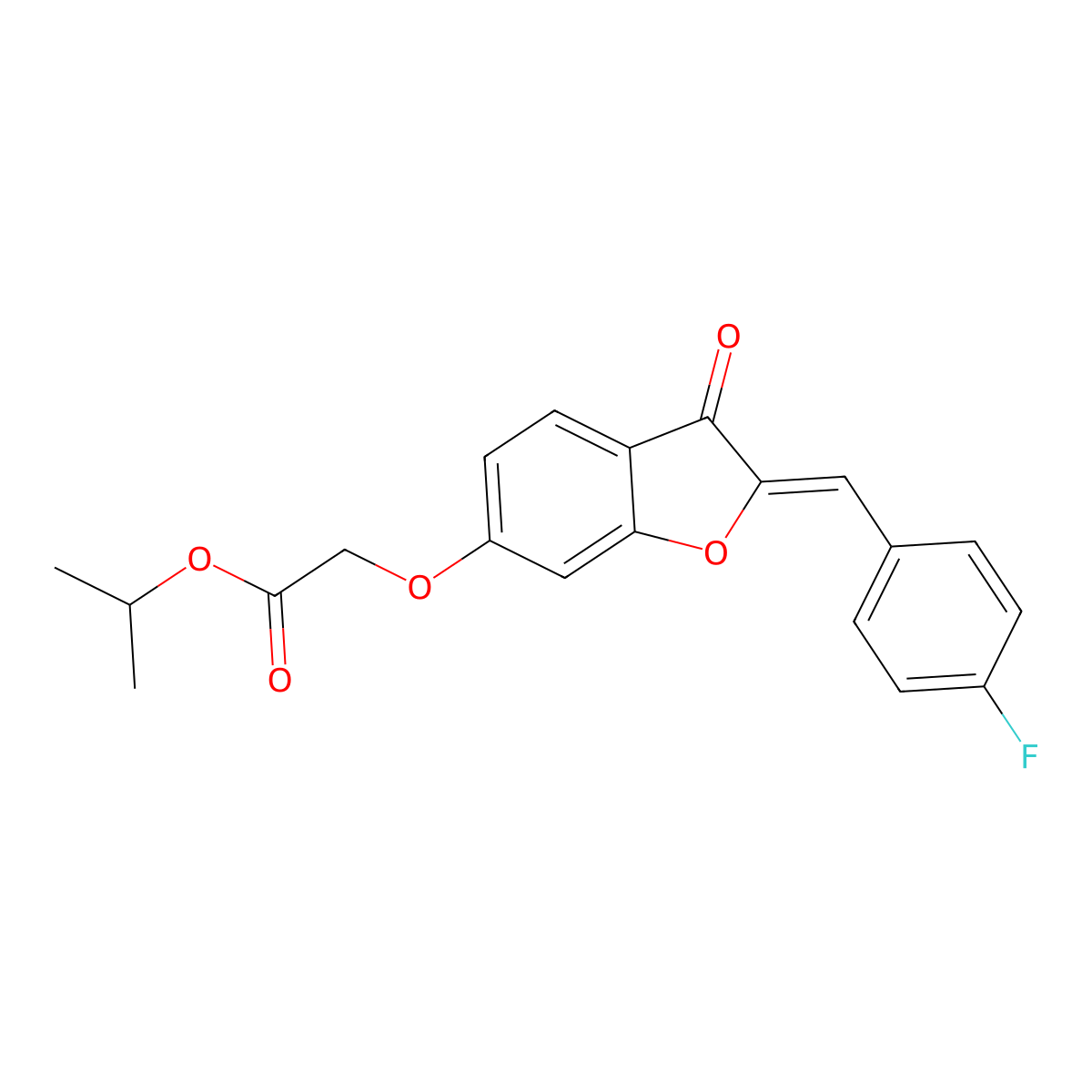 Propan-2-yl 2-[[2-[(4-fluorophenyl)methylidene]-3-oxo-1-benzofuran-6-yl]oxy]acetate molecular structure, CAS 7048-59-1