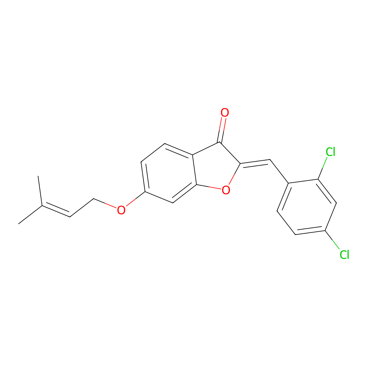 2-[(2,4-Dichlorophenyl)methylidene]-6-(3-methylbut-2-enoxy)-1-benzofuran-3-one molecular structure, CAS 7048-60-4