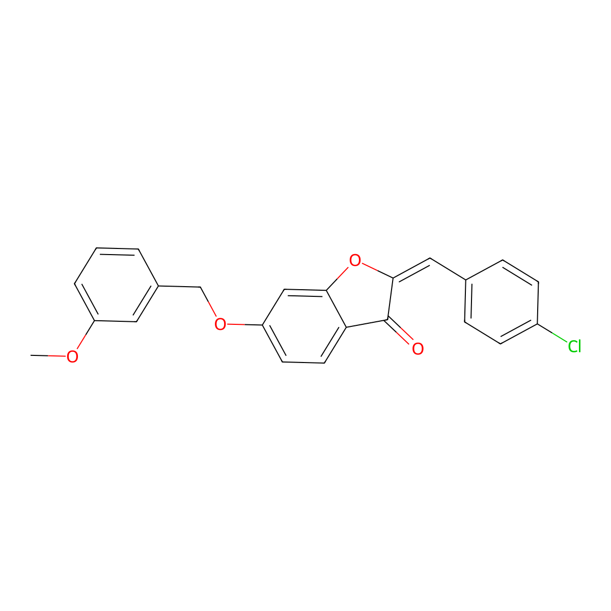 2-[(4-Chlorophenyl)methylidene]-6-[(3-methoxyphenyl)methoxy]-1-benzofuran-3-one molecular structure, CAS 7048-62-6